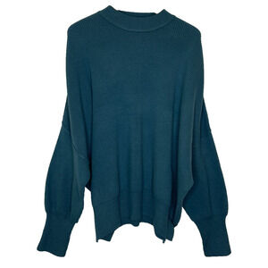 Women's Small Free People Easy Street Dark Teal Oversized Cotton Sweater NEW
